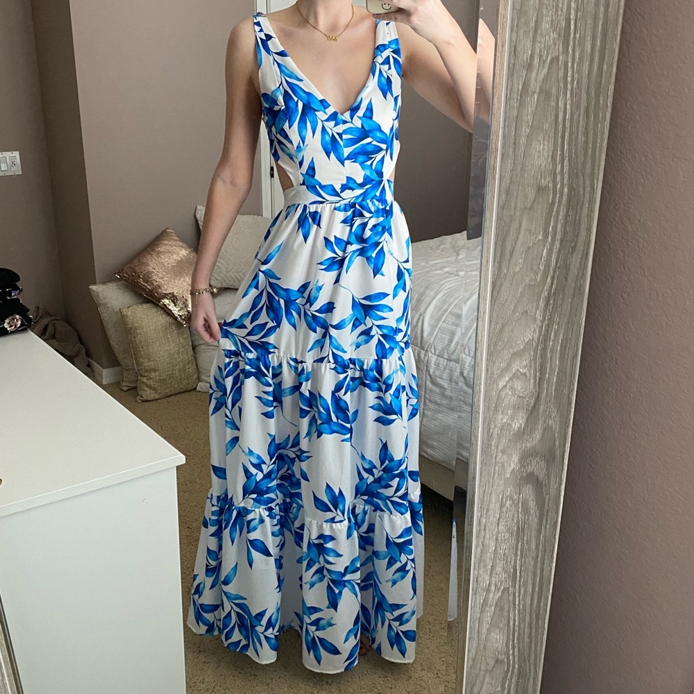 Luxxel blue and white maxi dress